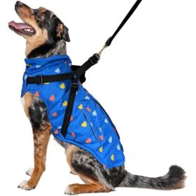 Fashion Pet Puffy Heart Harness Coat Blue - X-Small