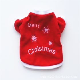 Pet Clothing Dog Warm Embroidery Christmas Style (Option: White border red snow-L)