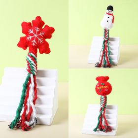 3pcs Christmas Cotton Rope Pet Plush Toy Molar Bite Cartoon Self Hi Dog Toy Cat Supplies (Option: Snowflake)