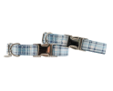 Adjustable Collar - Quick Release Metal Alloy - Blue Plaid