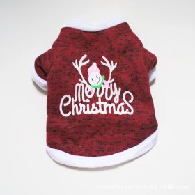 Pet Clothing Dog Warm Embroidery Christmas Style (Option: Red-XS)