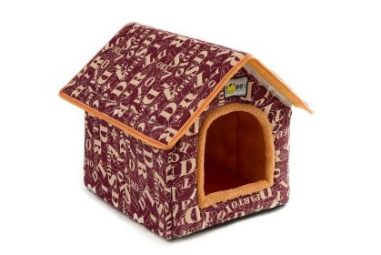 Winter Pet Bed Removable And Washable Dog WOWO Chimney House (Option: Red Letters-L)